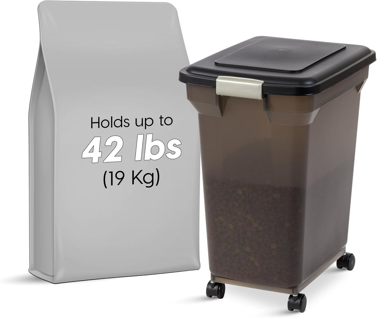 Dog Food Storage Container, Up to 58 lbs, Smoke Black, Made in USA
