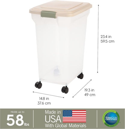 Dog Food Storage Container, Up to 58 lbs, Smoke Black, Made in USA