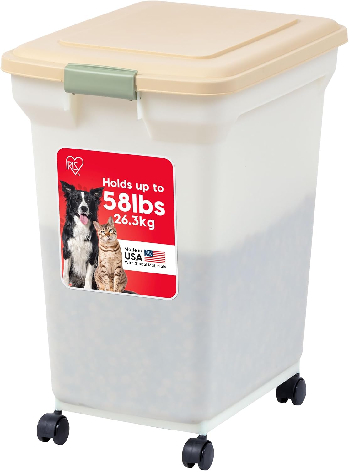 Dog Food Storage Container, Up to 58 lbs, Smoke Black, Made in USA