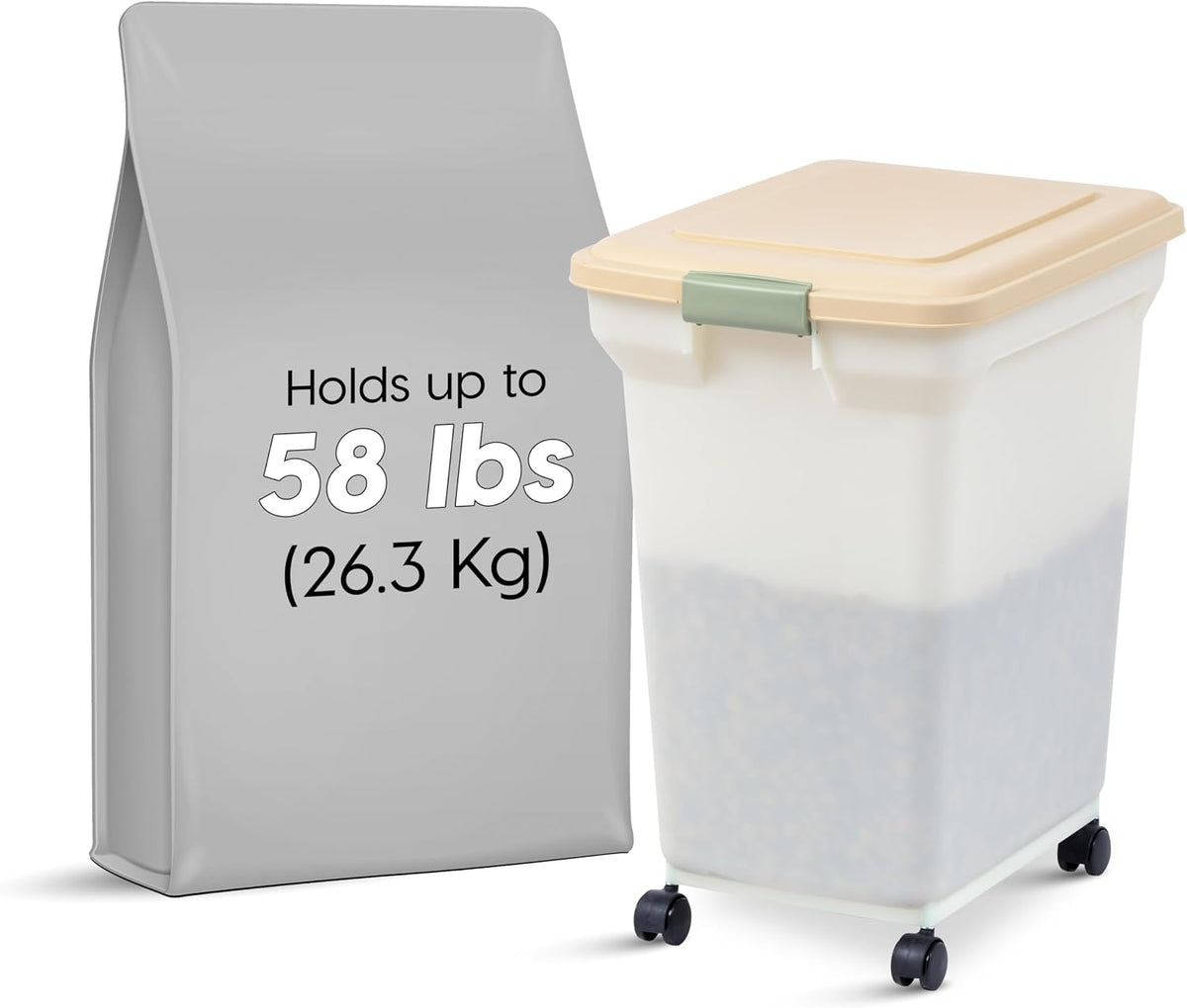 Dog Food Storage Container, Up to 58 lbs, Smoke Black, Made in USA