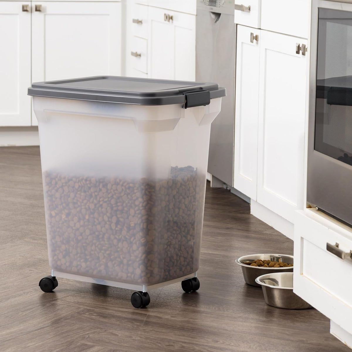 Dog Food Storage Container, Up to 58 lbs, Smoke Black, Made in USA