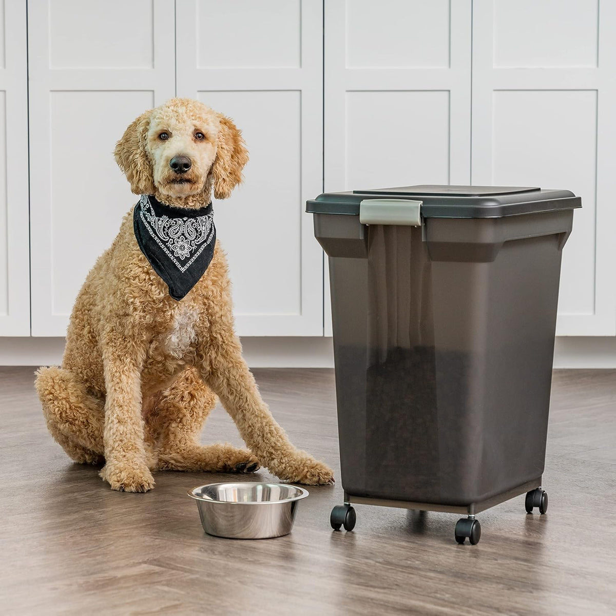 Dog Food Storage Container, Up to 58 lbs, Smoke Black, Made in USA