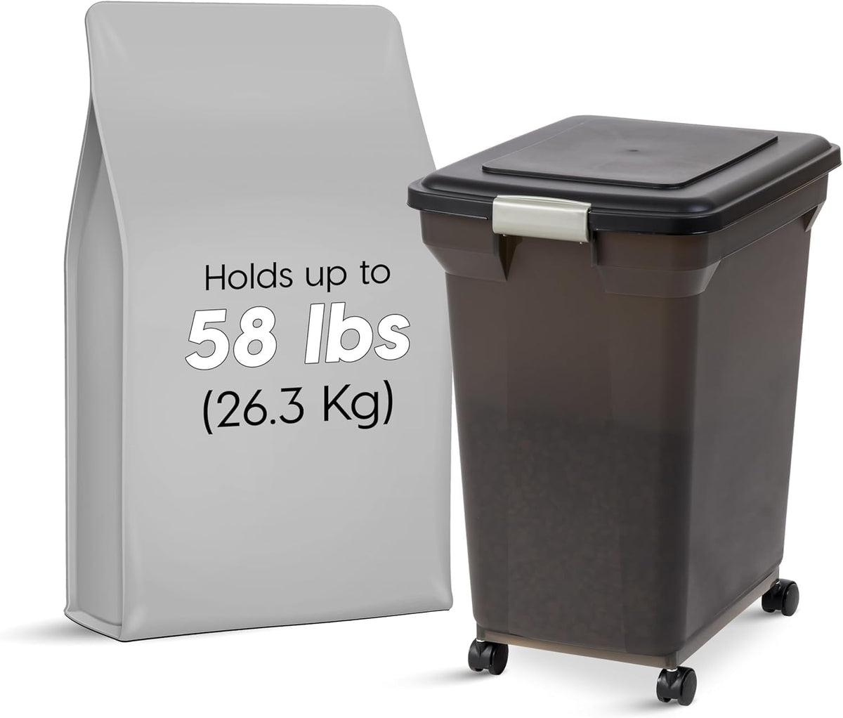 Dog Food Storage Container, Up to 58 lbs, Smoke Black, Made in USA