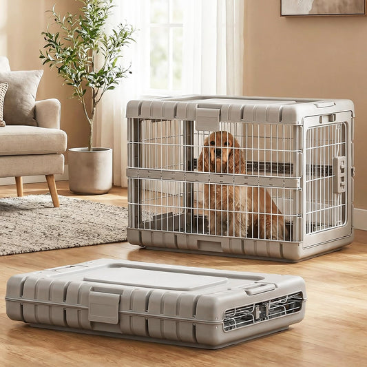 28" L Collapsible Dog Crate for Dogs, Heavy Duty Dog Kennel Indoor