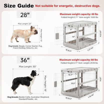 28" L Collapsible Dog Crate for Dogs, Heavy Duty Dog Kennel Indoor