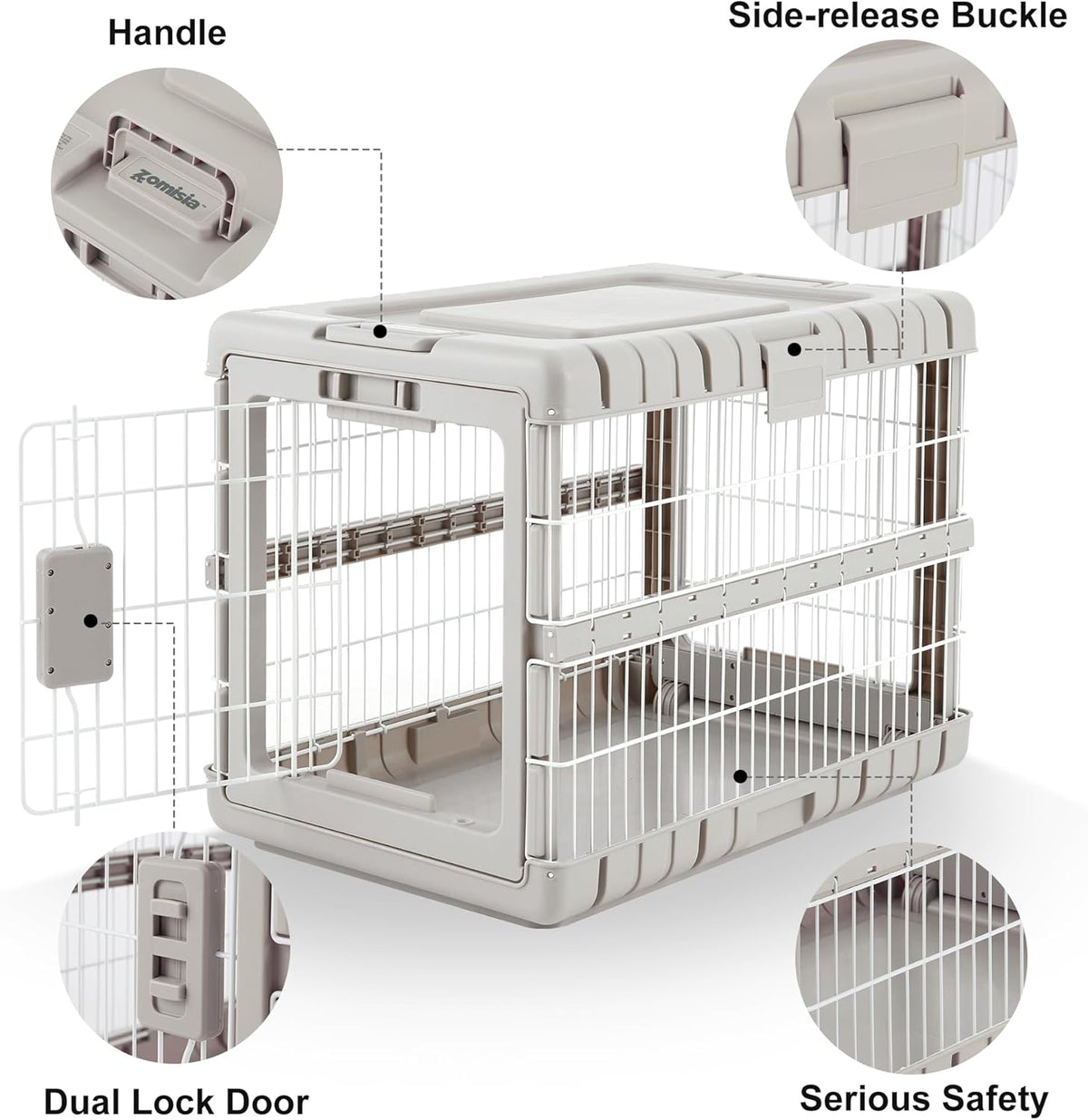 28" L Collapsible Dog Crate for Dogs, Heavy Duty Dog Kennel Indoor
