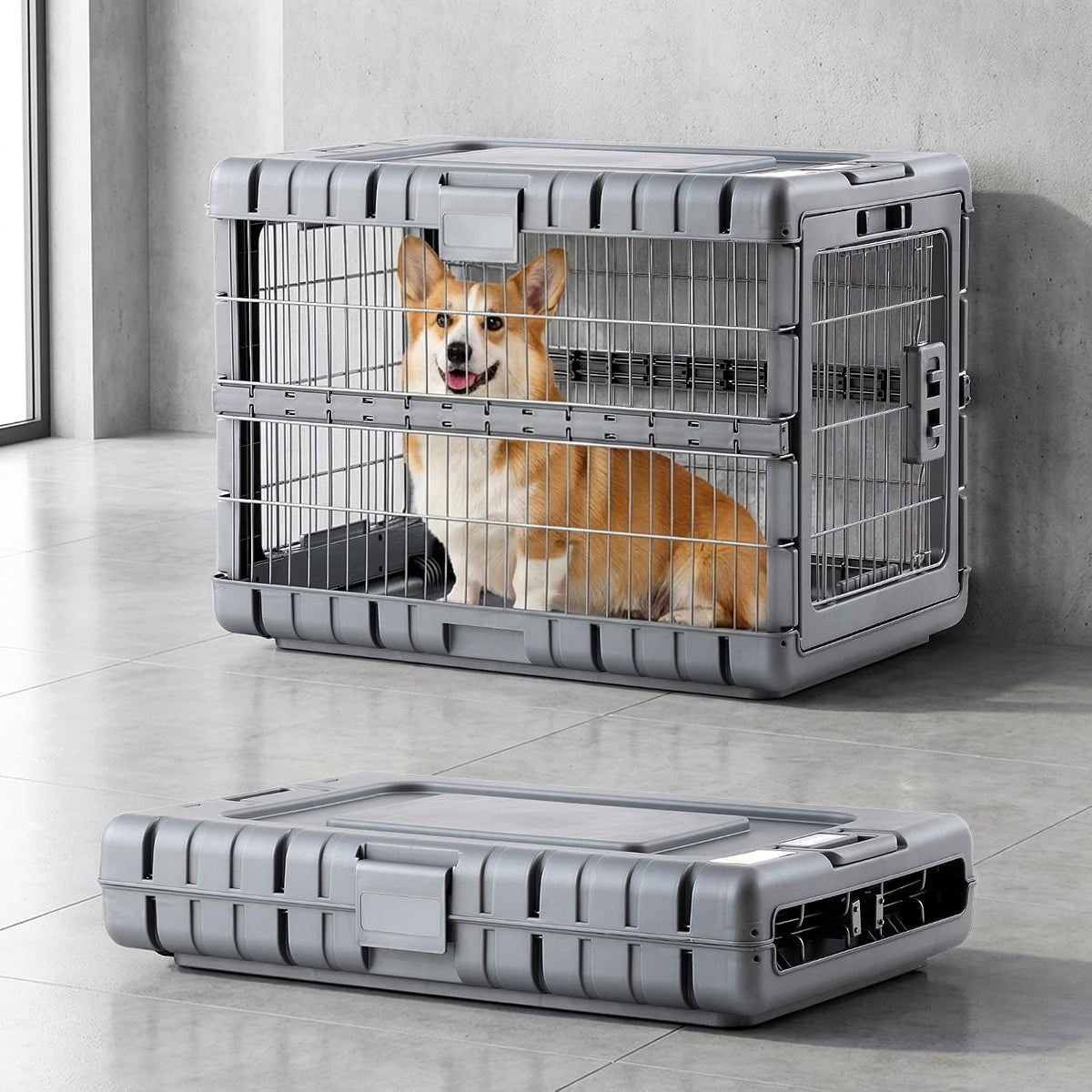 28" L Collapsible Dog Crate for Dogs, Heavy Duty Dog Kennel Indoor