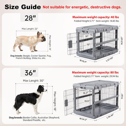 28" L Collapsible Dog Crate for Dogs, Heavy Duty Dog Kennel Indoor