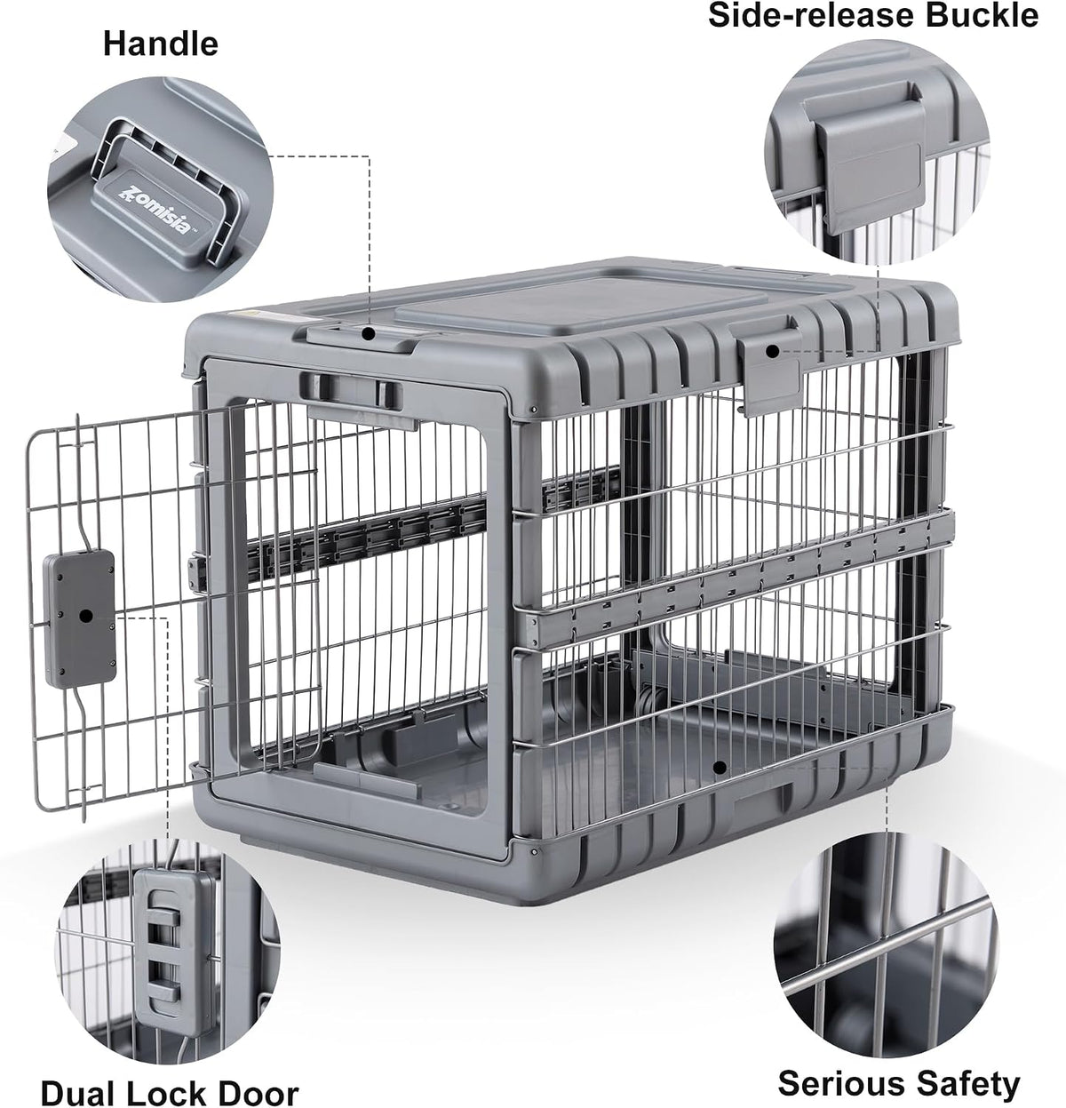 28" L Collapsible Dog Crate for Dogs, Heavy Duty Dog Kennel Indoor