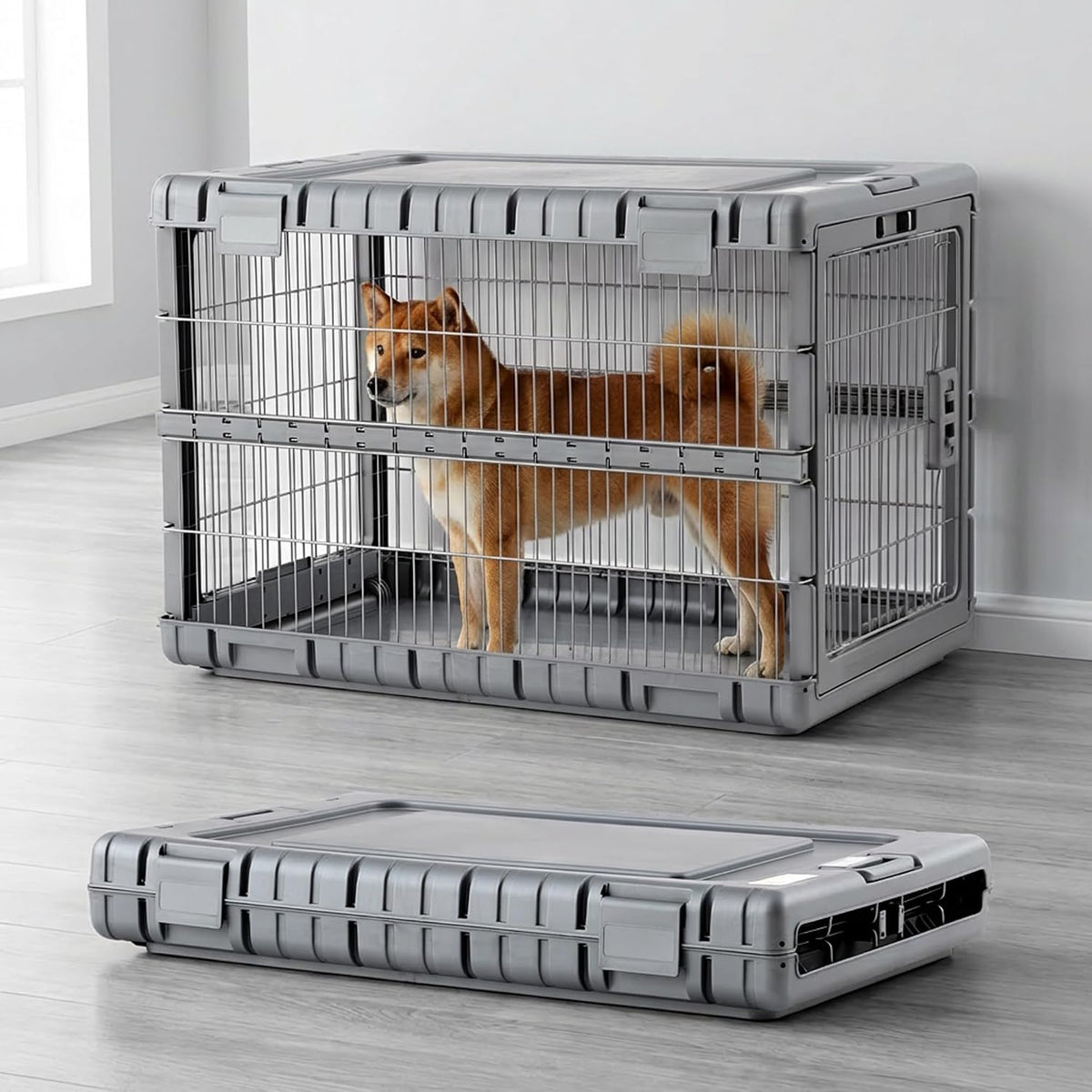 28" L Collapsible Dog Crate for Dogs, Heavy Duty Dog Kennel Indoor