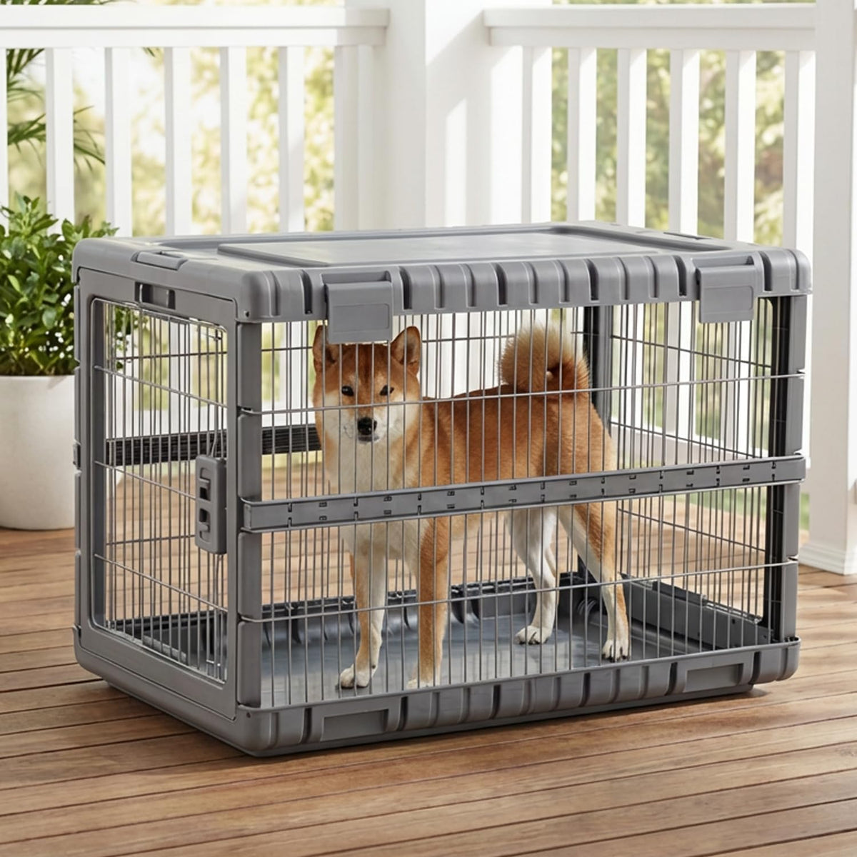 28" L Collapsible Dog Crate for Dogs, Heavy Duty Dog Kennel Indoor