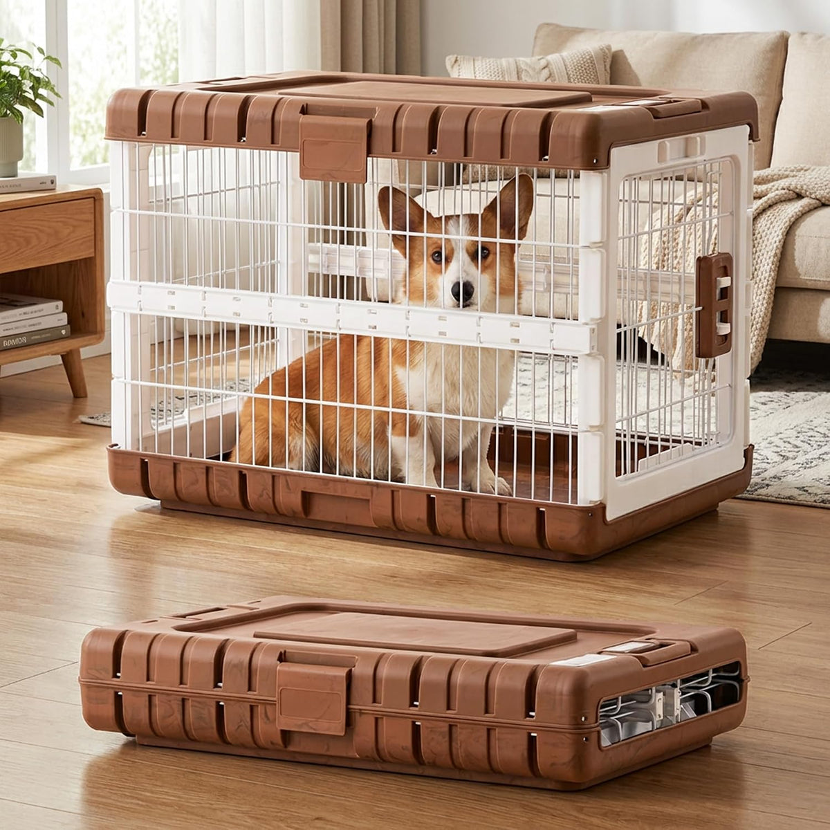 28" L Collapsible Dog Crate for Dogs, Heavy Duty Dog Kennel Indoor
