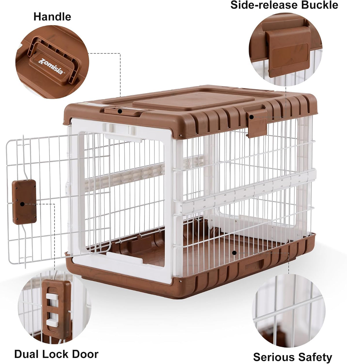 28" L Collapsible Dog Crate for Dogs, Heavy Duty Dog Kennel Indoor