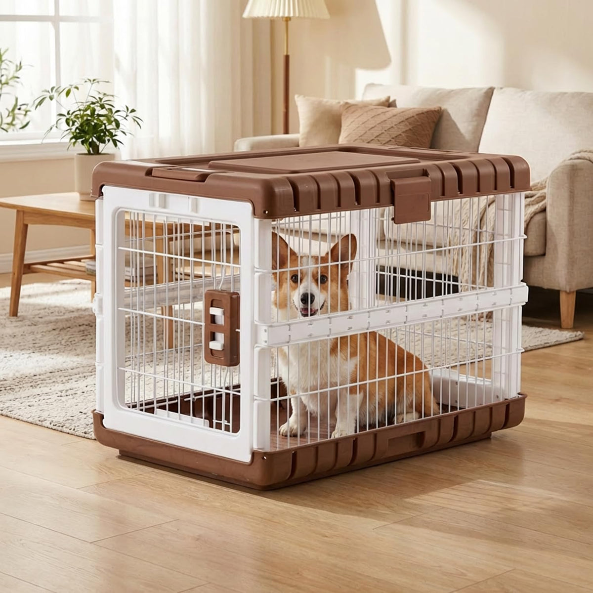 28" L Collapsible Dog Crate for Dogs, Heavy Duty Dog Kennel Indoor