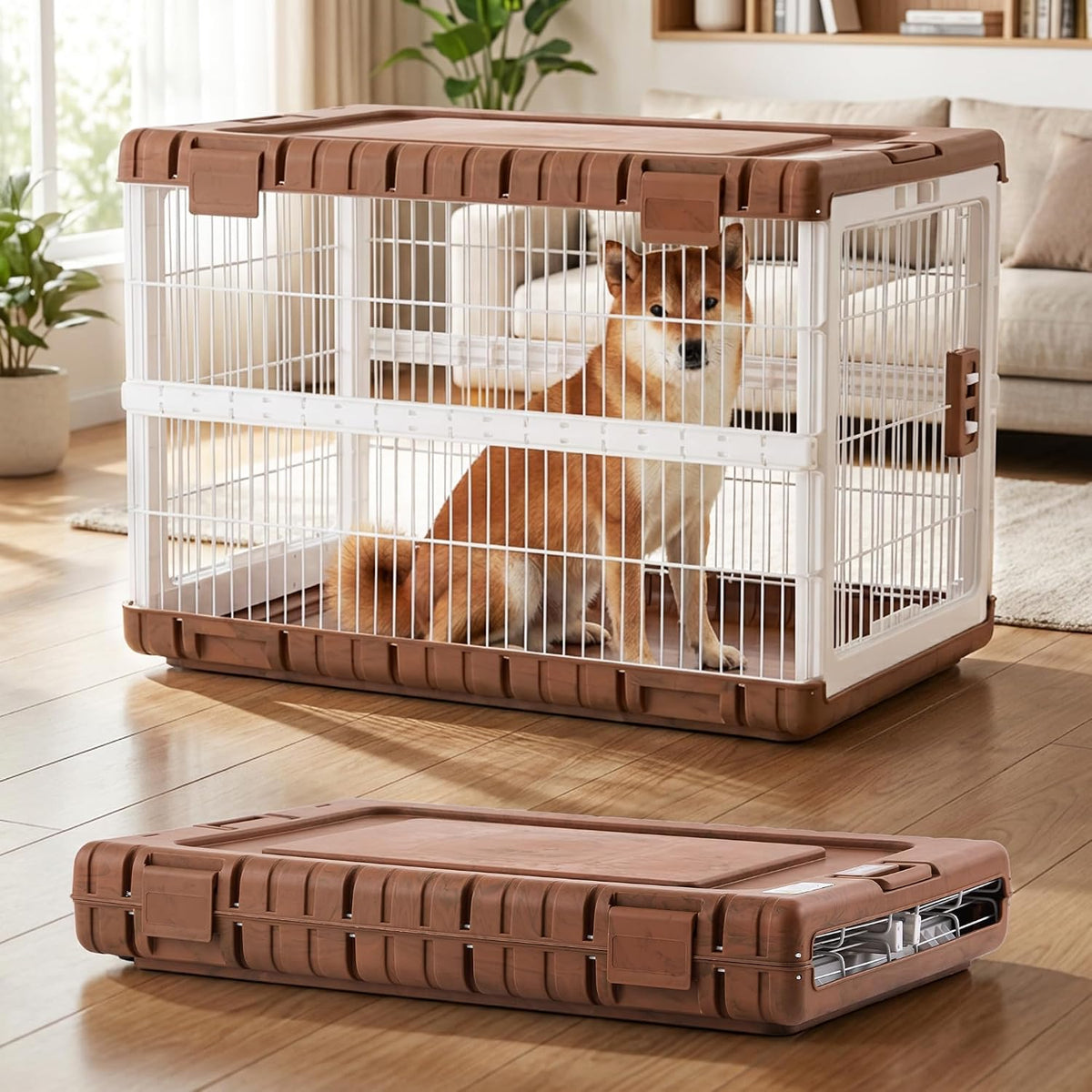 28" L Collapsible Dog Crate for Dogs, Heavy Duty Dog Kennel Indoor