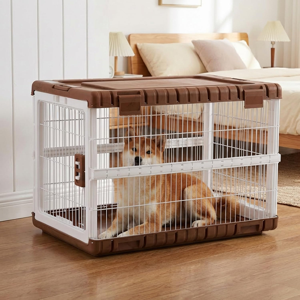 28" L Collapsible Dog Crate for Dogs, Heavy Duty Dog Kennel Indoor