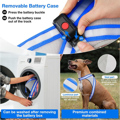 Light Up Dog Harness, No Pull Led Dog Harness Glow-in-The-Dark for Night Walking, USB Rechargeable Lighted Safety Vest for Medium Large Dogs, Adjustable Soft Mesh Fully Illuminated(Green, L)