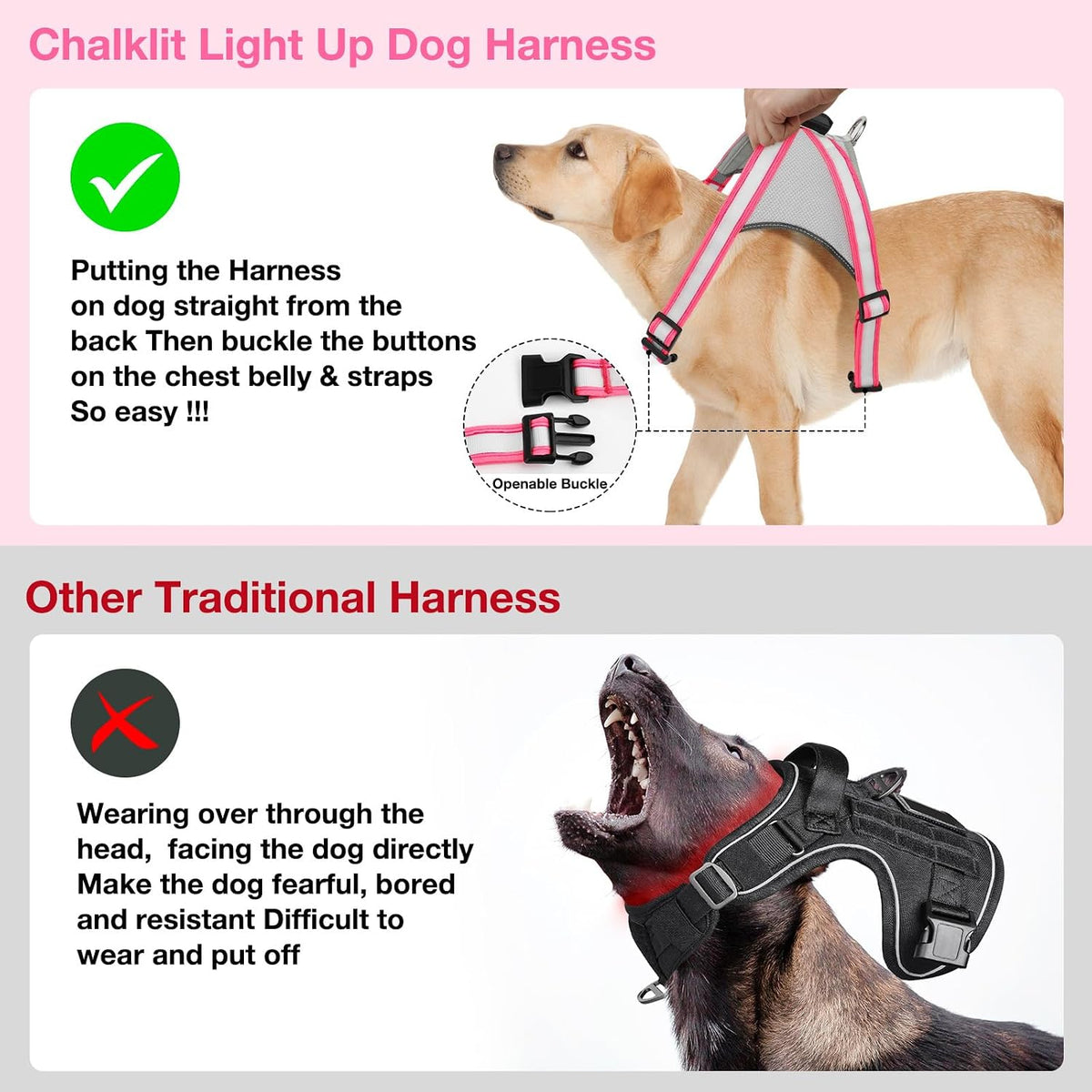 Light Up Dog Harness, No Pull Led Dog Harness Glow-in-The-Dark for Night Walking, USB Rechargeable Lighted Safety Vest for Medium Large Dogs, Adjustable Soft Mesh Fully Illuminated(Green, L)