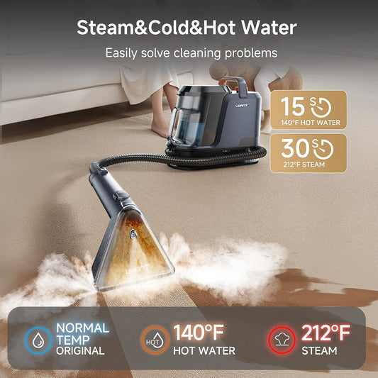 Carpet Cleaner Machine with Steam&Hot&Cold Water Models 18Kpa Powerful Suction Upholstery Cleaner Machine with Pet Pro Cleaner for Pets, Carpet Steam Cleaner Set of 1