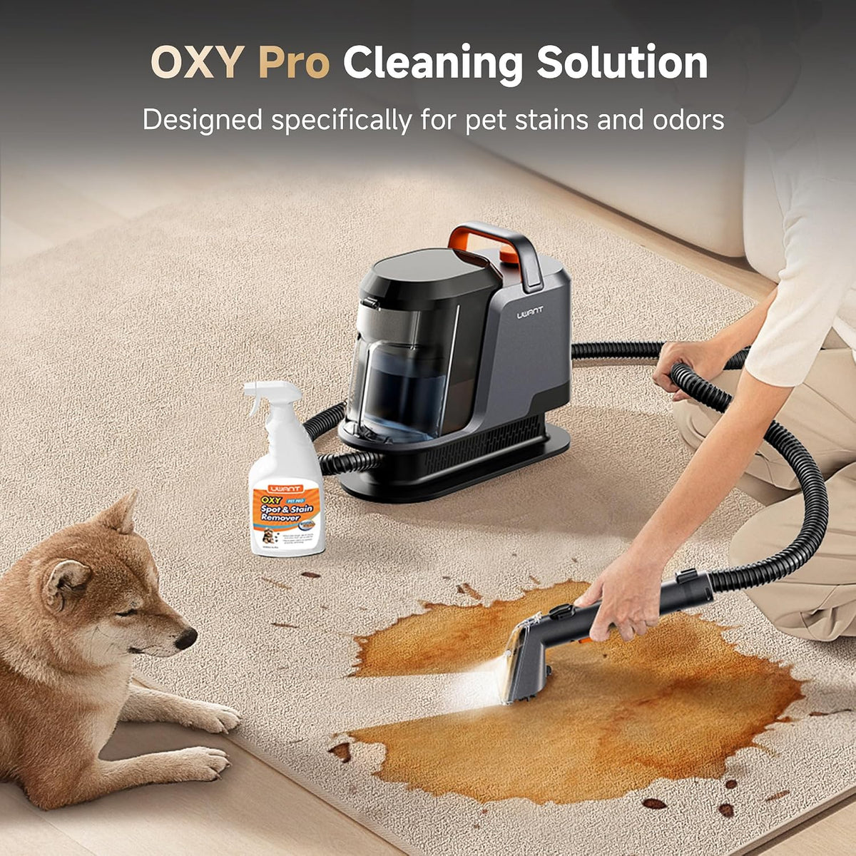 Carpet Cleaner Machine with Steam&Hot&Cold Water Models 18Kpa Powerful Suction Upholstery Cleaner Machine with Pet Pro Cleaner for Pets, Carpet Steam Cleaner Set of 1