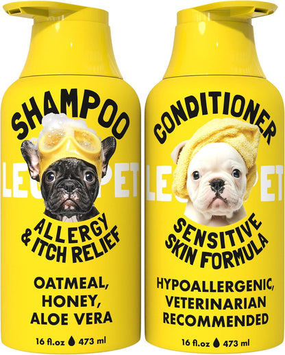 Oatmeal Dog Shampoo & Conditioner Set for Itchy Skin, 2 x 16 oz