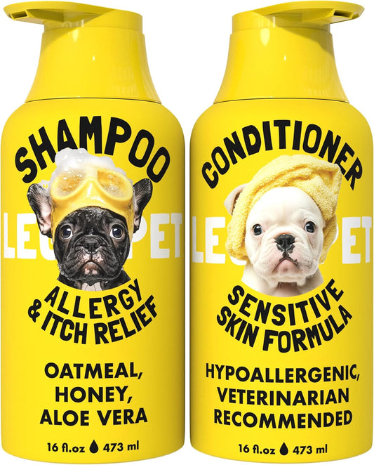 Oatmeal Dog Shampoo & Conditioner Set for Itchy Skin, 2 x 16 oz