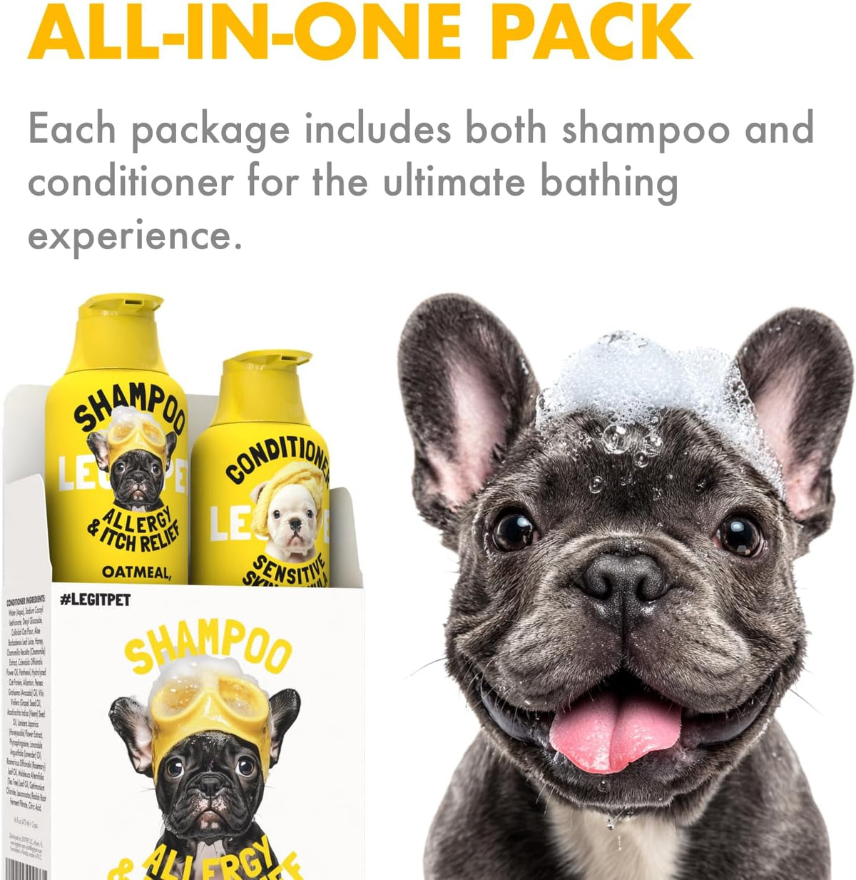 Oatmeal Dog Shampoo & Conditioner Set for Itchy Skin, 2 x 16 oz