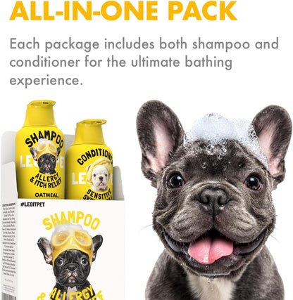 Oatmeal Dog Shampoo & Conditioner Set for Itchy Skin, 2 x 16 oz