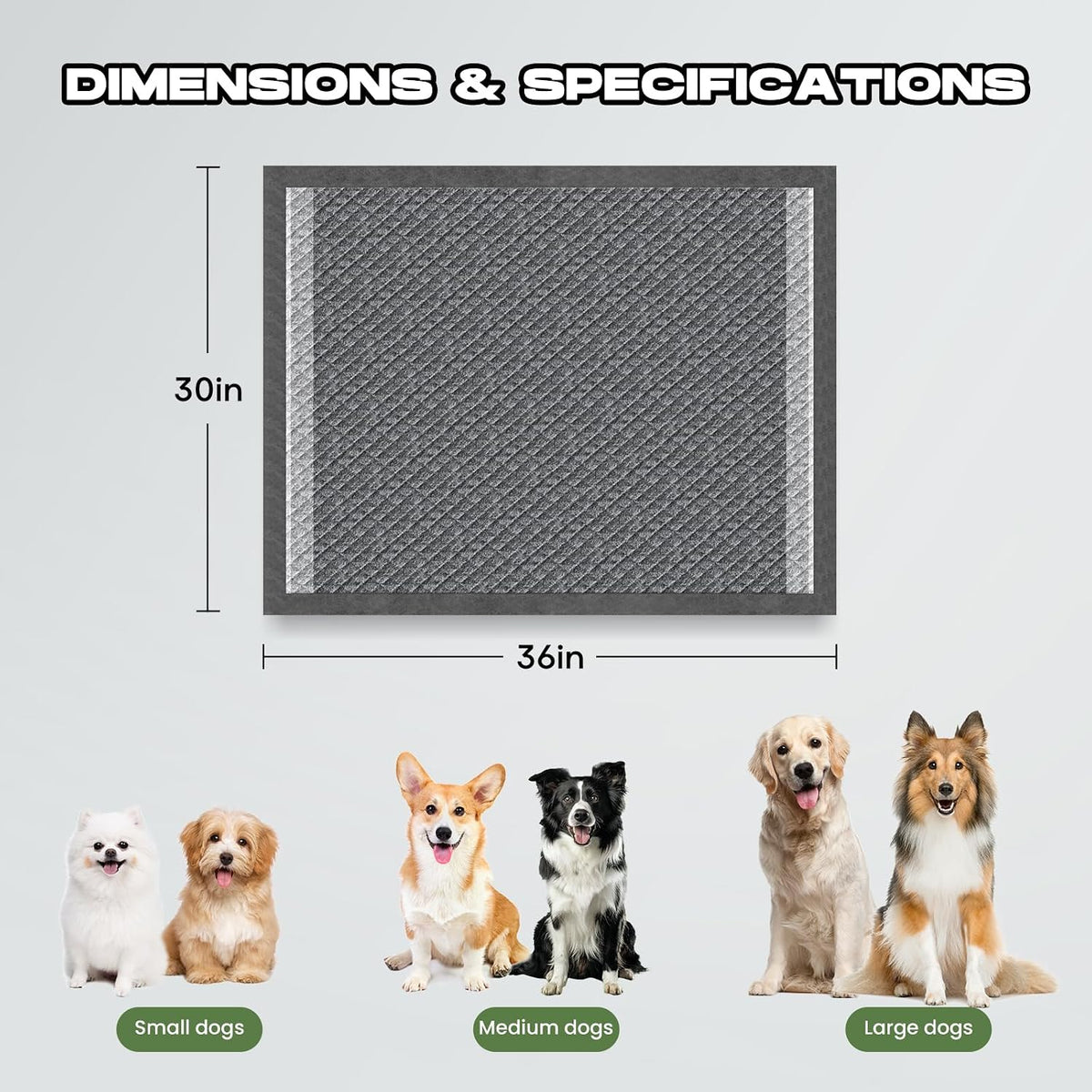 Dog Pee Pads for Dogs XXL 30"x36" with Adhesive Tabs