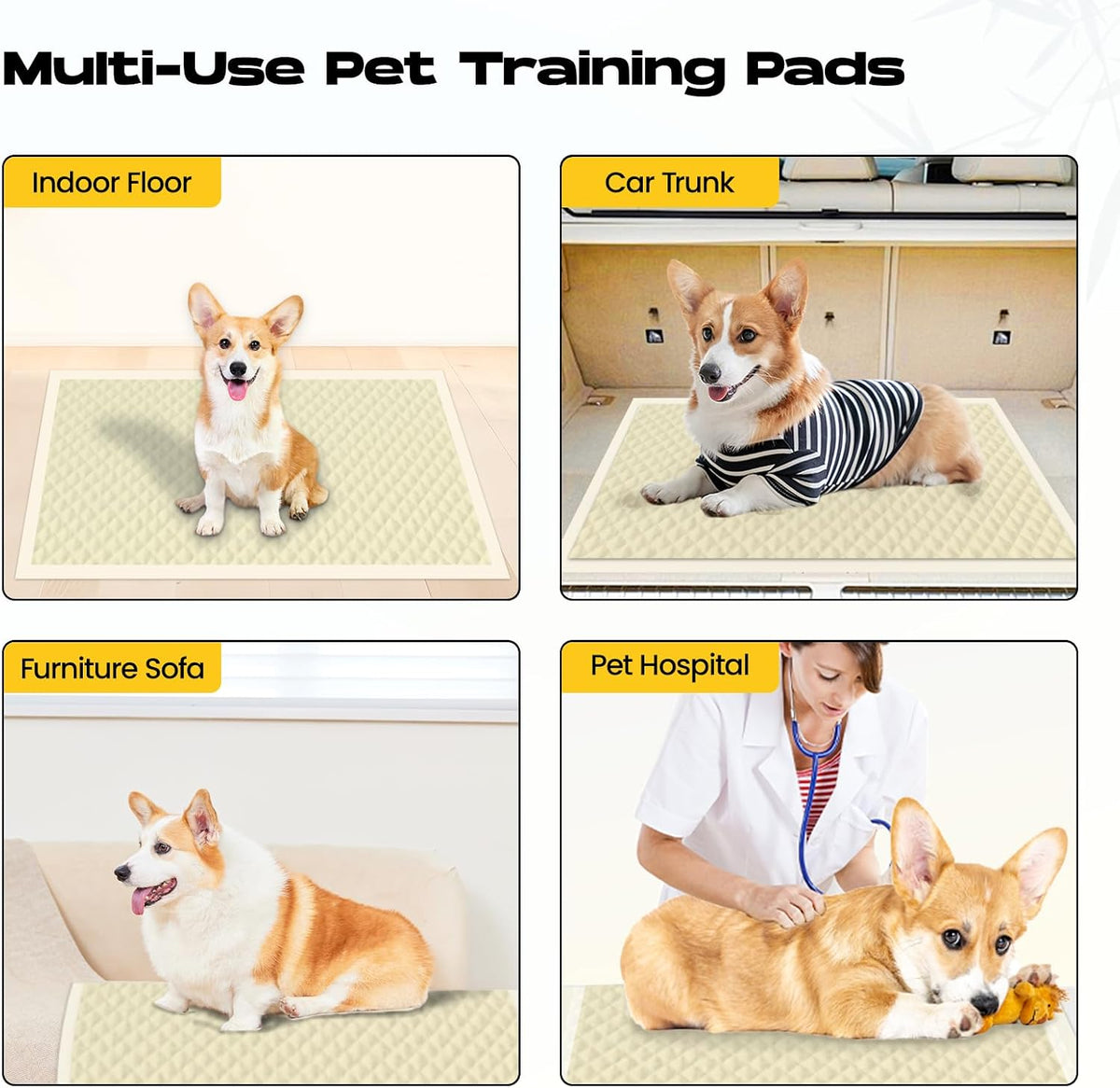 Dog Pee Pads for Dogs XXL 30"x36" with Adhesive Tabs