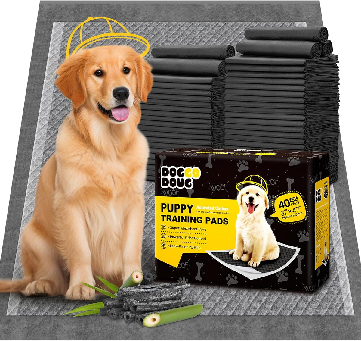 Dog Pee Pads for Dogs XXL 30"x36" with Adhesive Tabs