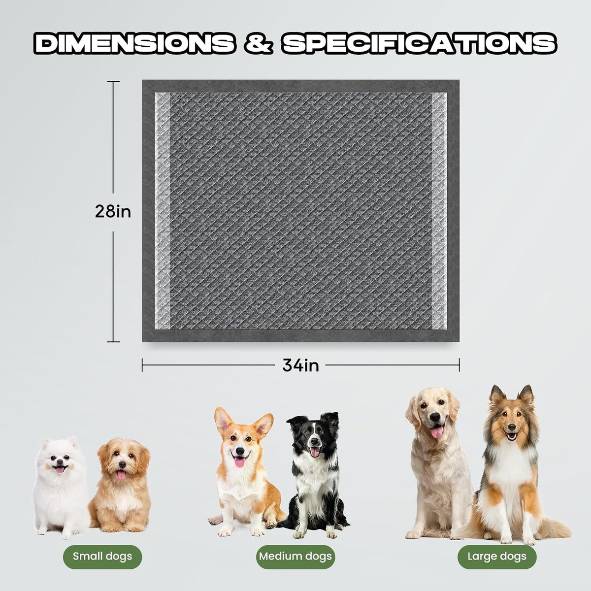 Dog Pee Pads for Dogs XXL 30"x36" with Adhesive Tabs