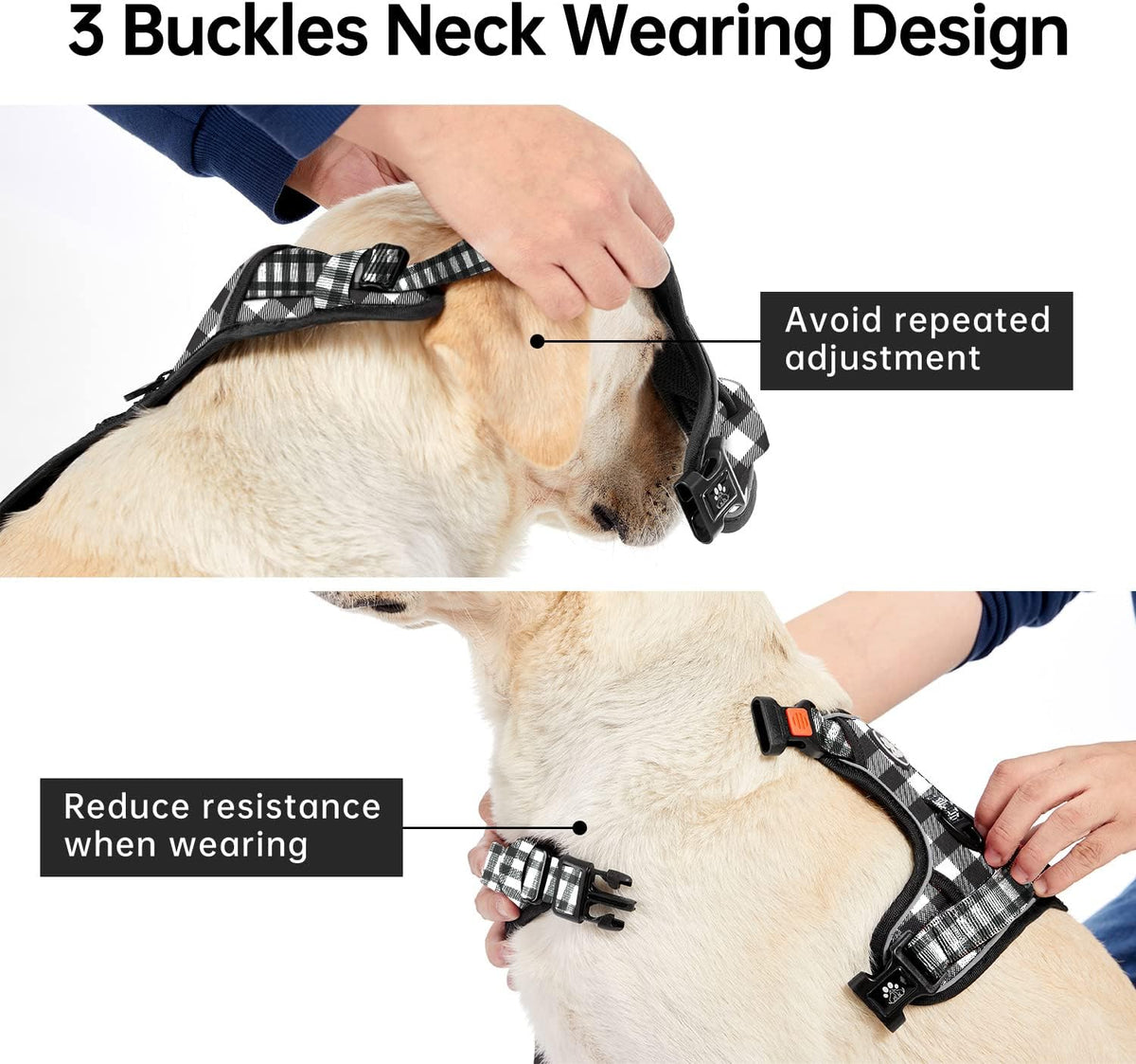 No Pull Dog Harness for Medium Dogs, Dog Vest Harness with Leash, Safety Belt and Storage Strap, Fully Adjustable Harness, 360° Reflective Strip, Soft Handle (Purple, M)