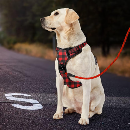 No Pull Dog Harness for Medium Dogs, Dog Vest Harness with Leash, Safety Belt and Storage Strap, Fully Adjustable Harness, 360° Reflective Strip, Soft Handle (Purple, M)