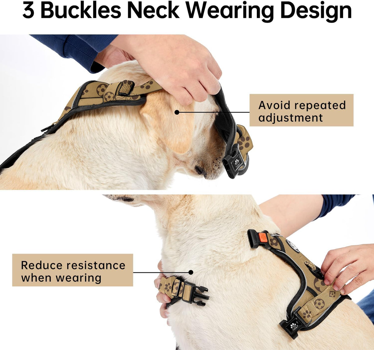 No Pull Dog Harness for Medium Dogs, Dog Vest Harness with Leash, Safety Belt and Storage Strap, Fully Adjustable Harness, 360° Reflective Strip, Soft Handle (Purple, M)
