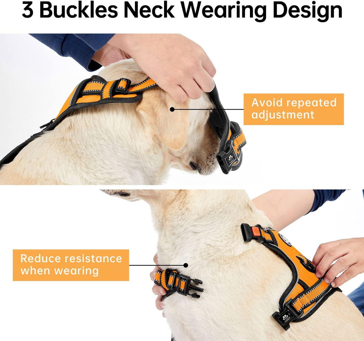 No Pull Dog Harness for Medium Dogs, Dog Vest Harness with Leash, Safety Belt and Storage Strap, Fully Adjustable Harness, 360° Reflective Strip, Soft Handle (Purple, M)