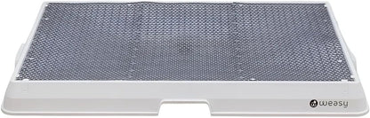 Weasy Indoor Dog Potty Tray for Small Dogs with Drain Hose | Reusable Dog Toilet | Puppy Potty Training System | Compatible with Weasy Bag - White and Gray - Small