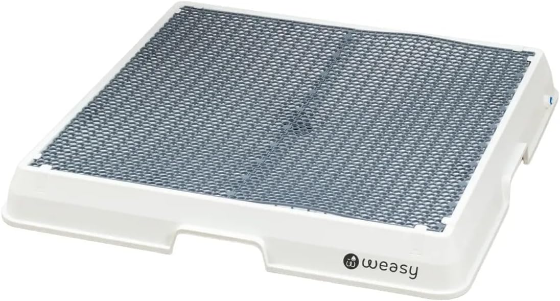 Weasy Indoor Dog Potty Tray for Small Dogs with Drain Hose | Reusable Dog Toilet | Puppy Potty Training System | Compatible with Weasy Bag - White and Gray - Small