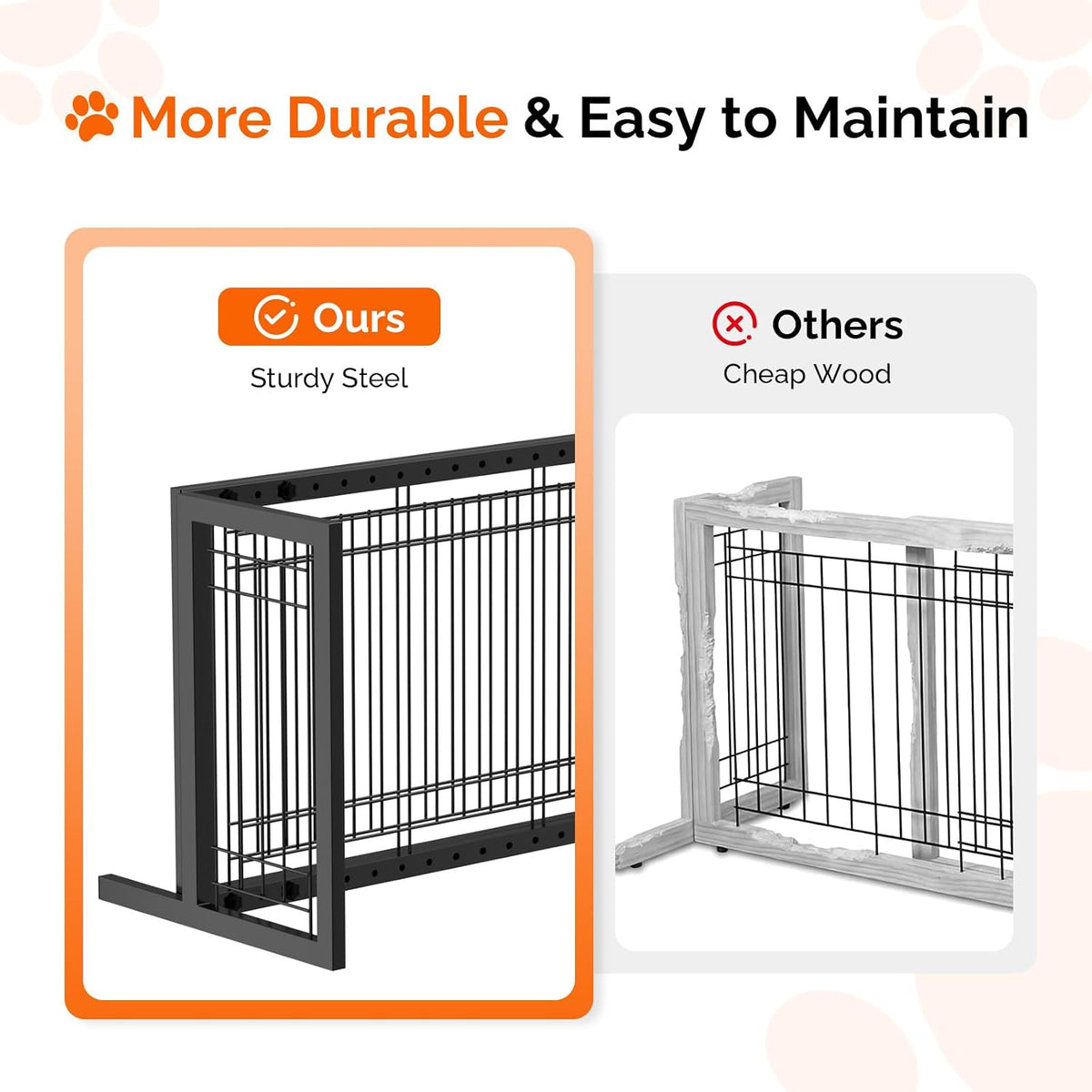Free Standing Dog Gate, 39" - 68" Wide Pet Gate for Fireplace Stairs Doorways, Wooden Adjustable Pet Fence Indoor, Christmas Tree Gate (Cherry)