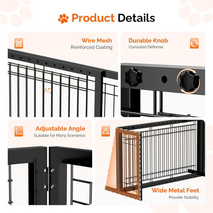 Free Standing Dog Gate, 39" - 68" Wide Pet Gate for Fireplace Stairs Doorways, Wooden Adjustable Pet Fence Indoor, Christmas Tree Gate (Cherry)