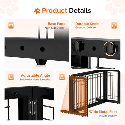 Free Standing Dog Gate, 39" - 68" Wide Pet Gate for Fireplace Stairs Doorways, Wooden Adjustable Pet Fence Indoor, Christmas Tree Gate (Cherry)