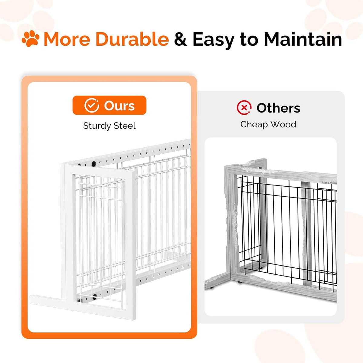 Free Standing Dog Gate, 39" - 68" Wide Pet Gate for Fireplace Stairs Doorways, Wooden Adjustable Pet Fence Indoor, Christmas Tree Gate (Cherry)
