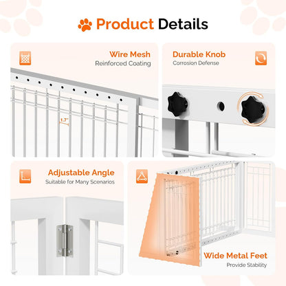 Free Standing Dog Gate, 39" - 68" Wide Pet Gate for Fireplace Stairs Doorways, Wooden Adjustable Pet Fence Indoor, Christmas Tree Gate (Cherry)