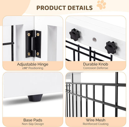 Free Standing Dog Gate, 39" - 68" Wide Pet Gate for Fireplace Stairs Doorways, Wooden Adjustable Pet Fence Indoor, Christmas Tree Gate (Cherry)