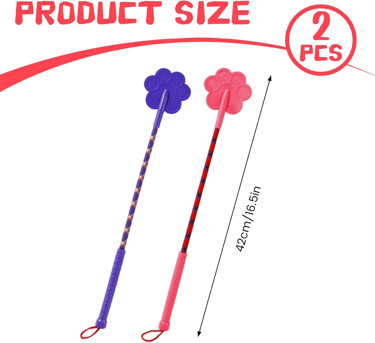 2Pcs Dog Training Stick, 16.5 Inch Rubber Dog Training Tools with Non-Slip Handle, Plum Claw and Lanyard, Cute Stick for Puppy Cat Target Tools Clicker
