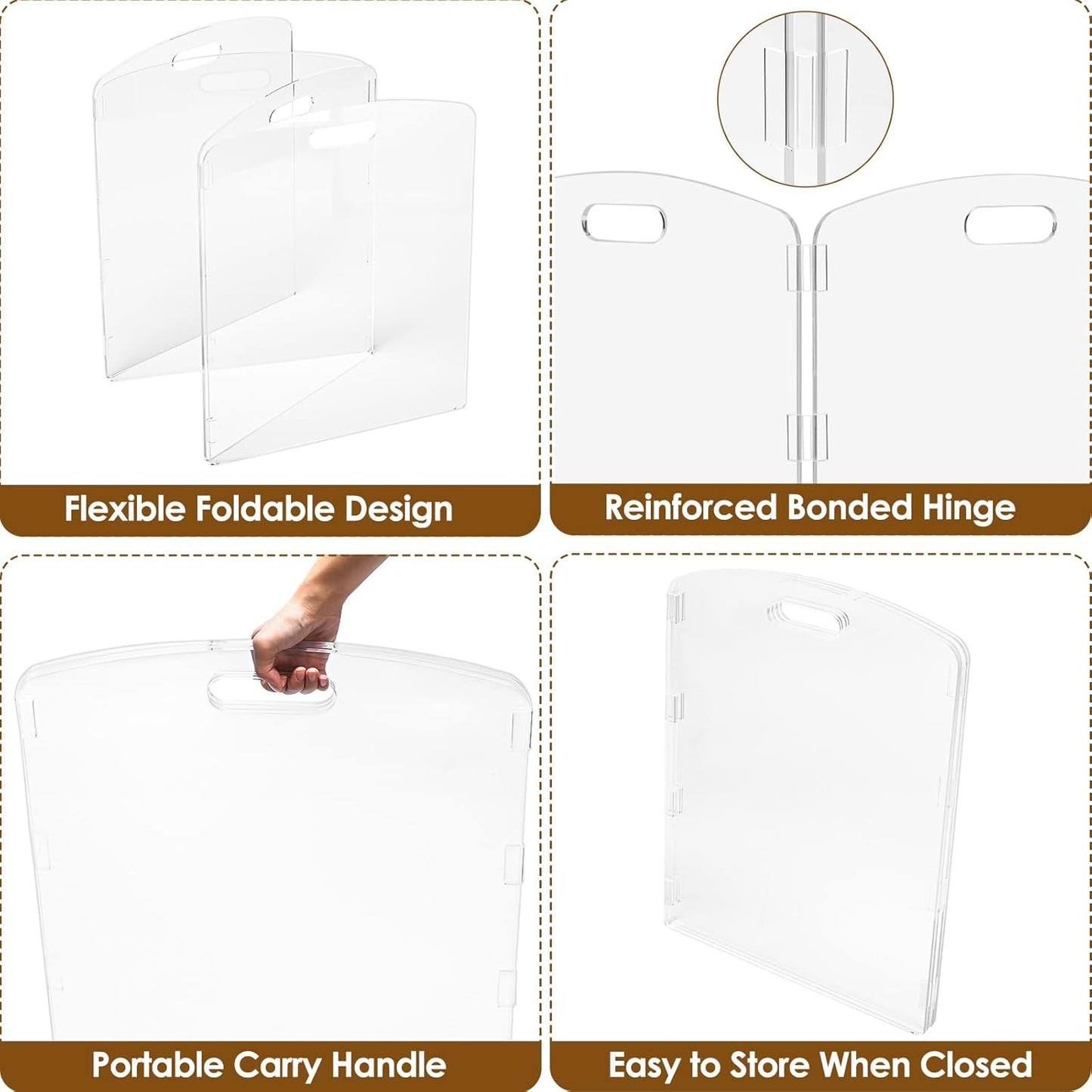 Modern Frame Clear Acrylic Freestanding Dog Gate - 32" Tall Folding 3-Panel Pet Barrier for Doorways, Stairs & Large Openings, Indoor Fence for Small to Large Dogs & Cats