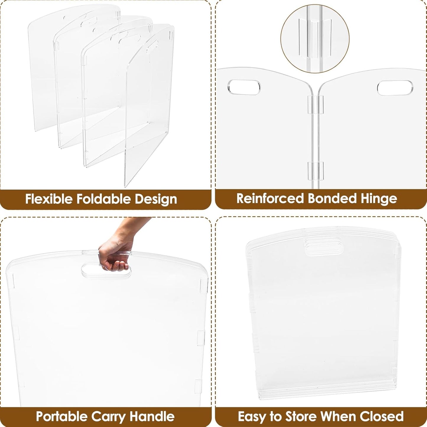 Modern Frame Clear Acrylic Freestanding Dog Gate - 32" Tall Folding 3-Panel Pet Barrier for Doorways, Stairs & Large Openings, Indoor Fence for Small to Large Dogs & Cats