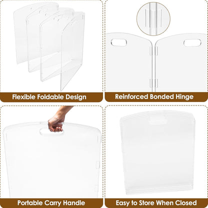Modern Frame Clear Acrylic Freestanding Dog Gate - 32" Tall Folding 3-Panel Pet Barrier for Doorways, Stairs & Large Openings, Indoor Fence for Small to Large Dogs & Cats
