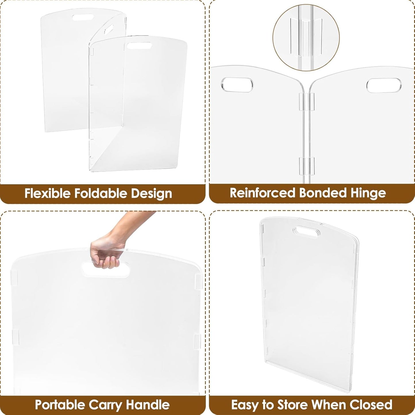 Modern Frame Clear Acrylic Freestanding Dog Gate - 32" Tall Folding 3-Panel Pet Barrier for Doorways, Stairs & Large Openings, Indoor Fence for Small to Large Dogs & Cats