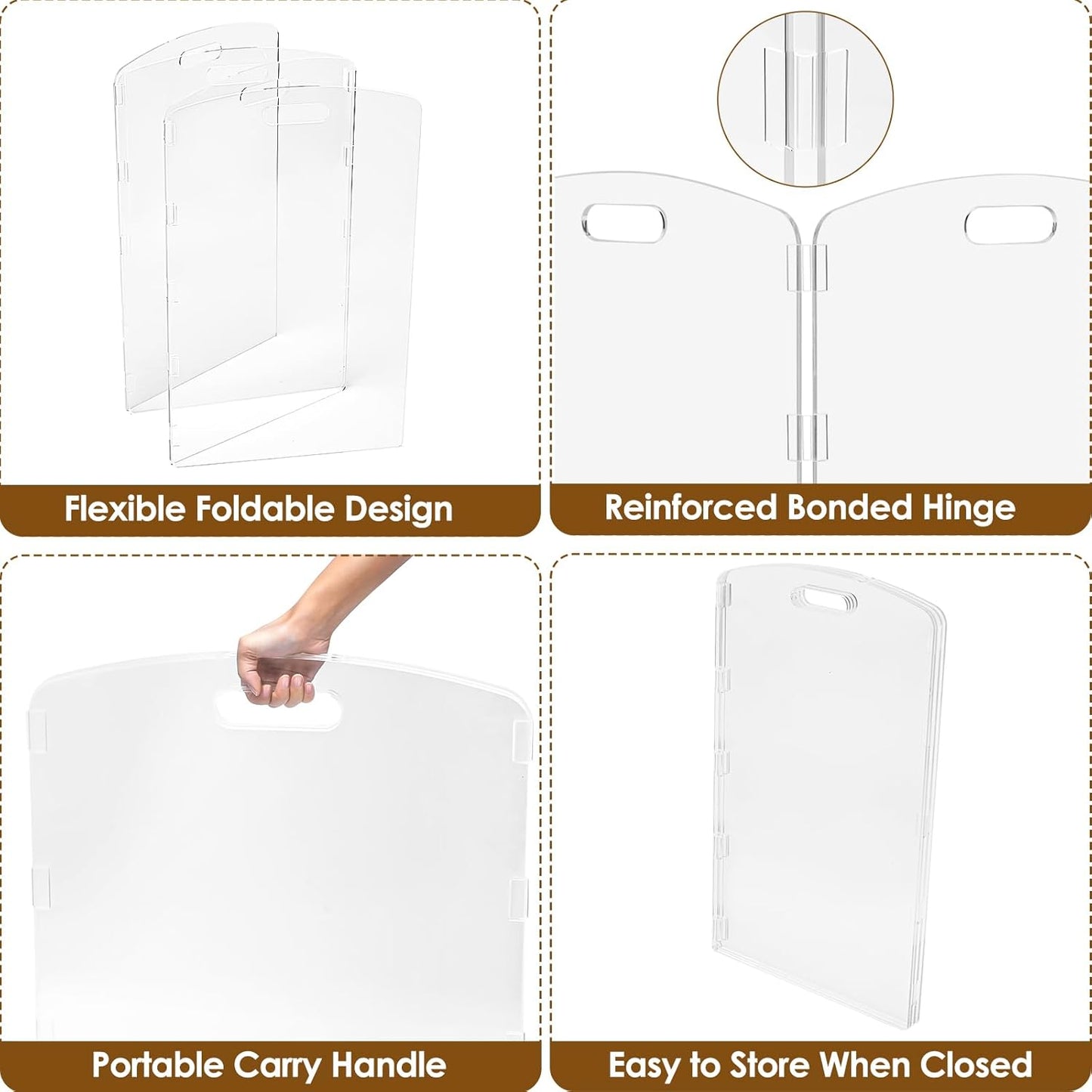 Modern Frame Clear Acrylic Freestanding Dog Gate - 32" Tall Folding 3-Panel Pet Barrier for Doorways, Stairs & Large Openings, Indoor Fence for Small to Large Dogs & Cats